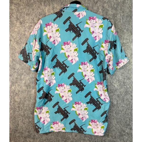 OAF Nation Mens Lightweight Floral Pew Pew Short Sleeve Hawaiian Shirt - Large - Picture 3 of 4